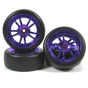1/10 Drift Wheel & Tire Set for Drift 5-Spoke Purple