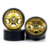 1/10 5 Spoke Wheel & Tyre Set For Drift Gold